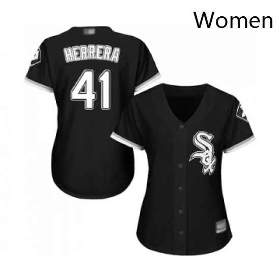Womens Chicago White Sox 41 Kelvin Herrera Replica Black Alternate Home Cool Base Baseball Jersey